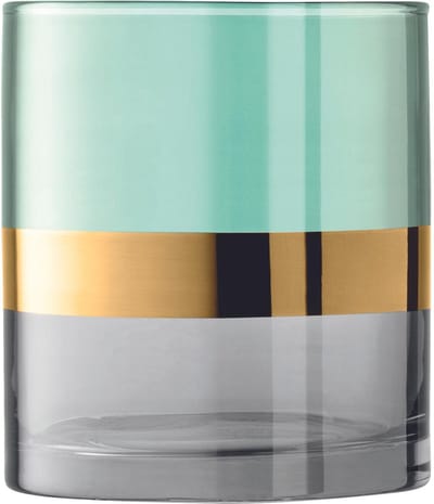 L.S.A. Bangle Windlicht - Glas - 18 cm - Metallic Groen