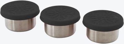 Point-Virgule set van 3 voorraaddoosjes uit rvs met deksel uit silicone zwart 60ml