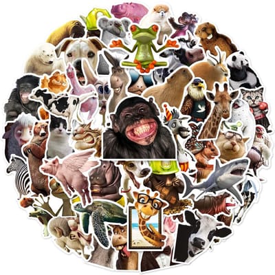 Grappige Dieren Stickers - 50 stuks - Funny Animals Sticker pack - Leuk voor kinderen - Laptopstickers, ook voor muur, agenda, drinkfles etc.