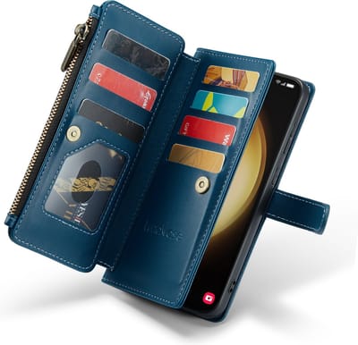 Hoesje geschikt voor Samsung Galaxy S23 Plus - ZipCase Book Cover Case Kunstleer Smaragd Blauw