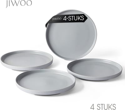 Dinerborden set van 4 (Ø21,3cm / 8inch), Bordenset, Ontbijtborden, Dessertborden, serviesset 4 persoons, Geschikt voor restaurants, Horeca, Feest, familiefeesten, banketten en picknicks, Magnetron-vaatwasserbestendig, Keramiek