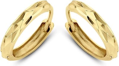 New Bling 9NBG-0048 - Gouden oorringen - 14 Karaat - Bewerkt - 12mm - Geel Goud