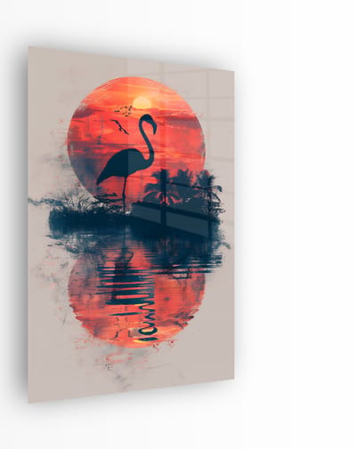 Indoorart - Glasschilderij Zonsondergang Elegantie 40x60 CM - Afbeelding op plexiglas - Inclusief montagemateriaal