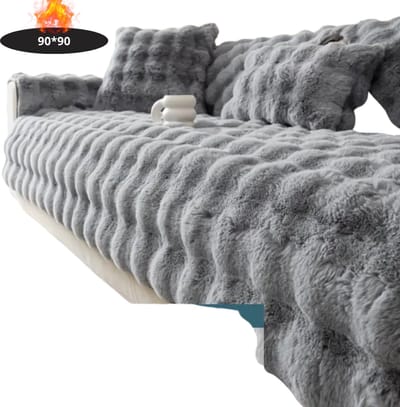 Livano Bankhoes - Bankbeschermer - Stretch - Sofa Cover - Pluche - Lichtgrijs - Enkel 90x90