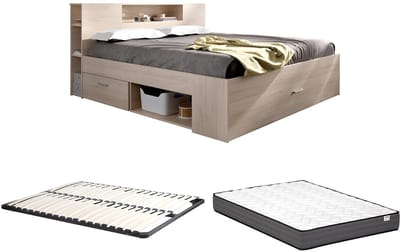 Vente-unique Bedframe hout natuurlijk licht 140 x 190 cm