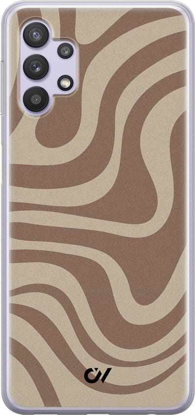 Hoesje geschikt voor Samsung Galaxy A32 5G - Brown Abstract Waves - - Bruin - Soft Case Telefoonhoesje - TPU Back Cover - Casevibes