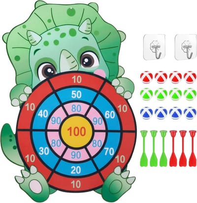 Dinosaurussen Dartbord Spel voor Kinderen met 12 Kleverige Ballen en 6 Darts - Voor Jongens en Meisjes 3-9 Jaar
