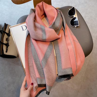 Écharpe d'hiver pour femme Design de luxe Écharpe double face toucher cachemire Écharpe chaude Châle white