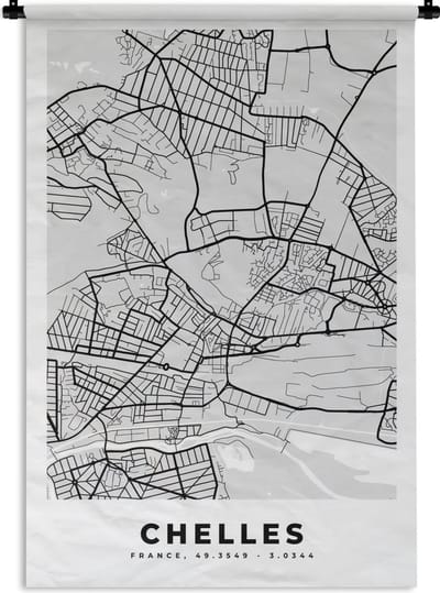 Wandkleed - Wanddoek - Kaart - Stadskaart - Frankrijk - Chelles - Plattegrond - 120x180 cm - Wandtapijt