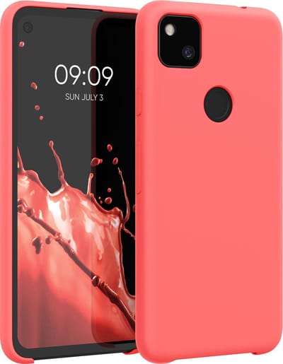 kwmobile telefoonhoesje geschikt voor Google Pixel 4a - Hoesje met siliconen coating - Smartphone case in levendig koraal