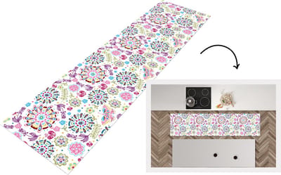 Keukenloper - Loper keuken - Regenboog - Bloemen - Vlinder - Design - 200x50 cm - Keukenloper vinyl