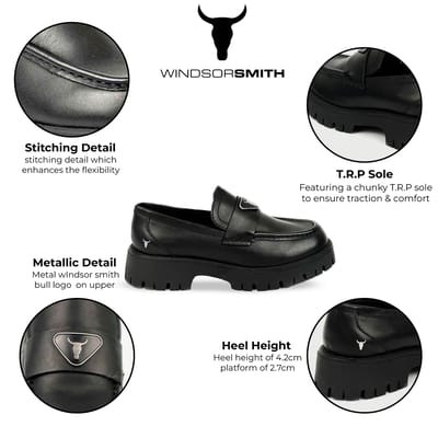 Windsor Smith Zwarte Leren Chunky Loafers - Throne