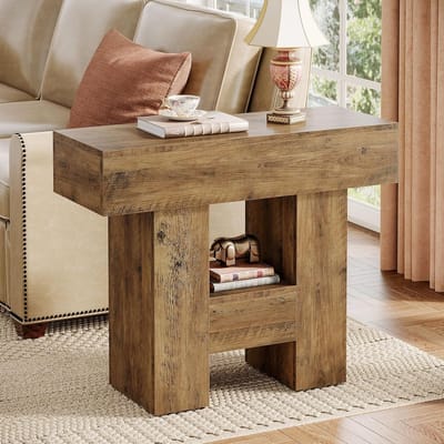 Tribesigns - Bijzettafel - Bedtafel - Zijtafel met 2 Planken - 80 x 30 x 65 cm - Nachtkastje Kleine Salontafel voor Woonkamer Slaapkamer - Bruin