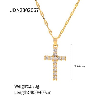 Youthway Parel Zirconia Kruis Bedel Hanger Ketting Verguld Roestvrij Staal Trendy Dagelijkse Sieraden Voor Nieuw Cadeau beige