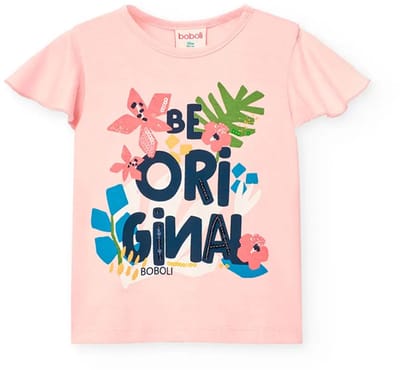 Boboli Knit T-shirt Met Korte Mouwen Roze 12 Months Meisje