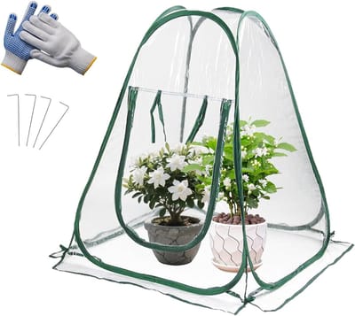 Famanu – Broeikas 70 x 70 x 80 cm, pvc-overwinteringstent voor planten, met bodemnagels en opbergtas
