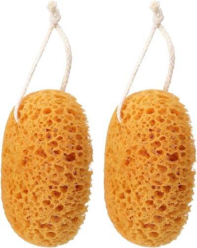 Dailygoods- Lichaamsspons 2 stuks - Natuurspons - Douche spons - Peeling spons - Honingraatspons - Ultrazacht 15,5 cm - Badspons