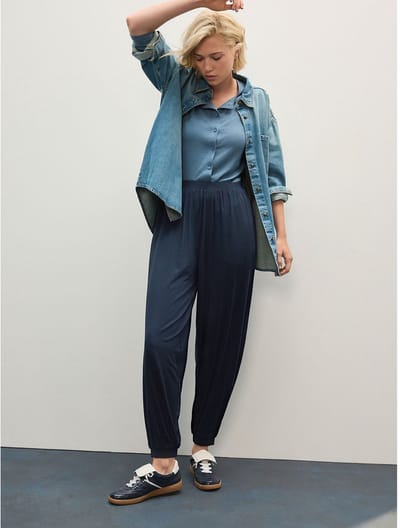Next - Dames - wit met stippen - Jersey Harem Joggers - Blauw
