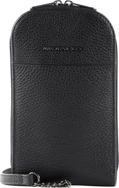 MANDARINA DUCK Leren Telefoontasje Schoudertas Mellow Leather Phone Crossbody Bag Nero Zwart
