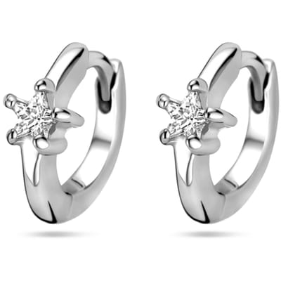Zilver gerhodineerd klapoorringen zirkonia 10,5 mm - 1339436