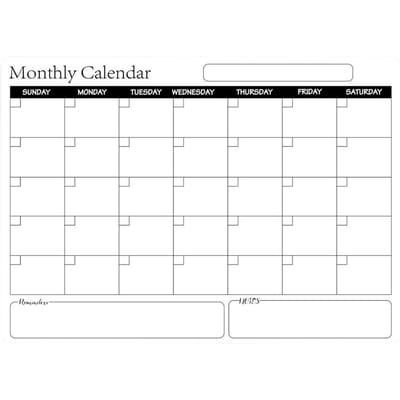 Herschrijfbaar Magnetisch Whiteboard Koelkast Kalender Memobord Maandplanner black