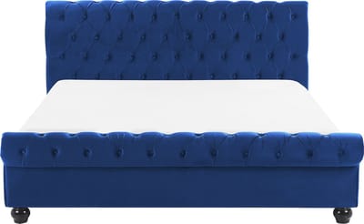 AVALLON - Tweepersoonsbed - Marineblauw - 160 x 200 cm - Fluweel