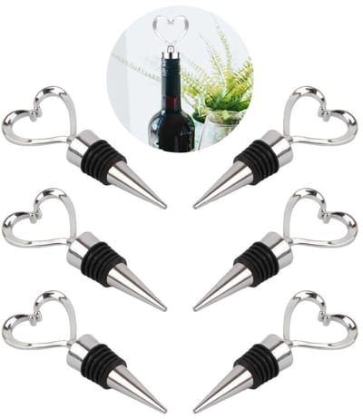 6 stuks - Hartvormige wijnstoppers - Herbruikbare rubberen stoppers - Champagneflesstoppers - Wijnstoppers - 11*4,4 cm - Geschikt voor de meeste wijnflessen