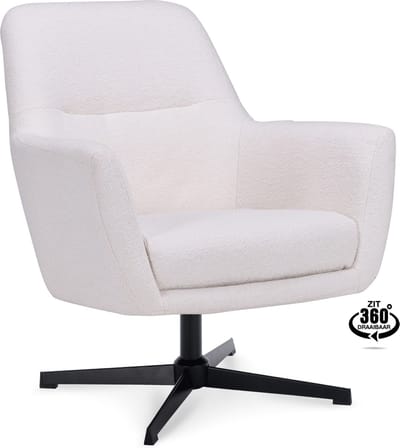 Icon Living - Fauteuil Espen - Stof Alpine Ivory - Draaivoet Zwart
