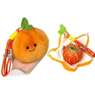 Conception Pelable Peluche Fruit Texture Pelucheuse Remplissage Doux Porte-clés Peluche Orange Style Pendentif Style Kawaii Poupée Fruit en Peluche orange