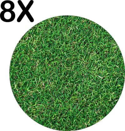 Luxe Ronde Placemat - Zo Groen als Gras - Set van 8 Placemats - 50x50 cm - 2 mm dik Vinyl - Anti Slip - Afneembaar