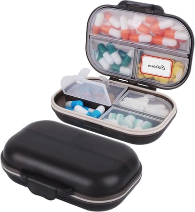 Draagbare Pillendoos met 7 Compartimenten voor Reizen - Luchtdichte en Vochtbestendige Organiser voor Tabletten, Vitaminen en Visolie