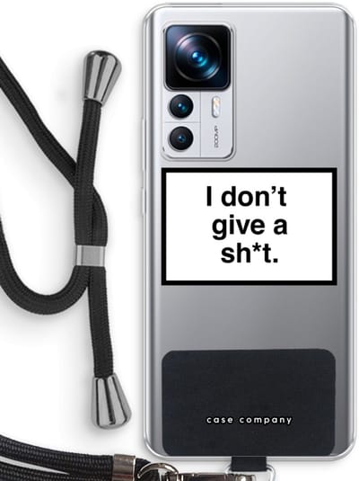 Case Company® - Hoesje met koord geschikt voor Xiaomi 12T hoesje met Koord - Don't give a shit - Telefoonhoesje met Zwart Koord - Bescherming aan alle Kanten en Over de Schermrand