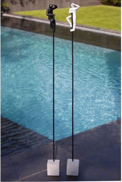 Beeld een vooruitziende blik - 130 cm hoog - set van 2 - 1 zwart 1 Licht grijs voor binnen en buiten