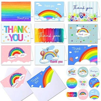 Dank U Kaarten Multipack met Regenboog Design - 45 Wenskaarten voor Alle Gelegenheden