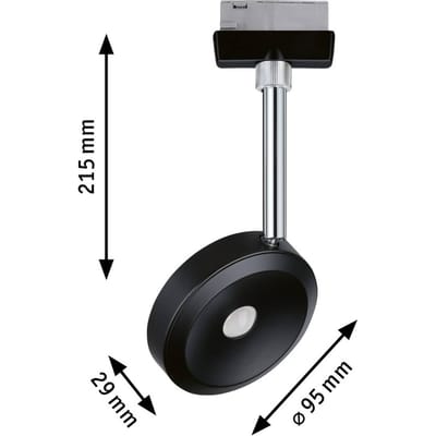 Paulmann Discus 230V-railsysteem lamp URail LED vast ingebouwd 5 W LED Zwart (mat), Chroom