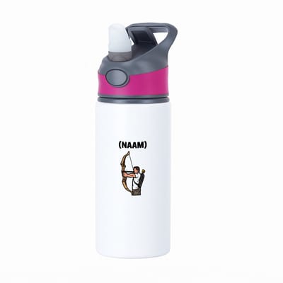 Hacebo® - Boogschieten met eigen naam waterfles met rietje roze - Sport - Boogschieter - Sport - water fles - 650ML