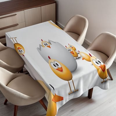 ABAKUHAUS Paastafelkleed, gepersonaliseerde print heldere kleuren zonder vervaging, wasbaar voor buitenruimte, 140 x 240 cm, oranje geel wit