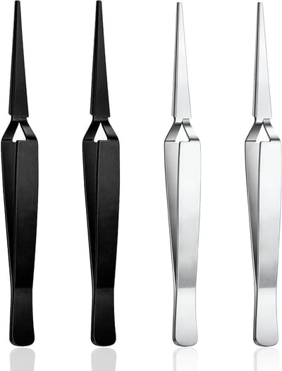 Pincetten Set - Splinterpincet Omgekeerd - Fijn Werk - Roestvrij Staal - 119 x 1 cm - Zilver