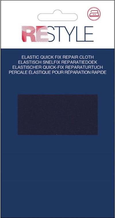 ReStyle ELASTISCH Snelfix opstrijkbaar reparatiedoek - blauw 12 cm x 45 cm
