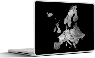 Laptop sticker - 17.3 inch - Europakaart voor een zwarte achtergrond - zwart wit - 40x30cm - Laptopstickers - Laptop skin - Cover