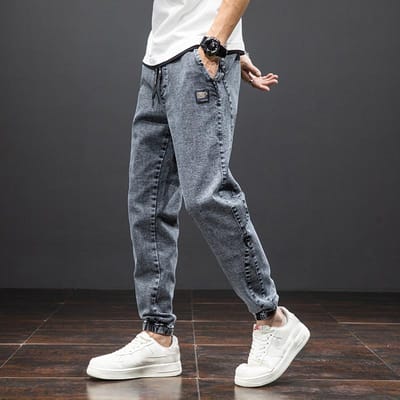 Lente Zomer Zwart Blauw Cargo Jeans Heren Streetwear Denim Joggingbroek Heren Baggy Harem Jeans Broek Plus Size 6XL 7XL 8XL XXL