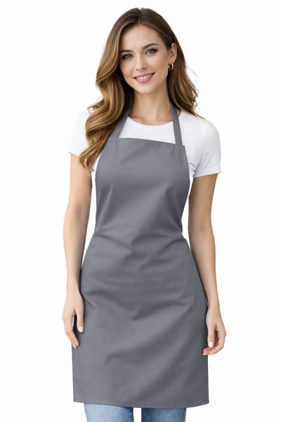 Budget - Basics - Horecaschort - Unisex Schort - Actieschort - Keukenschort - Catering - Kookschort - Halterschort - 65 x 90 cm - 100% katoen - grijs
