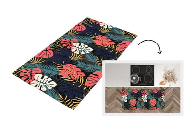 Keukenloper - Loper keuken - Flora - Goud - Patronen - Hawaii - Tropisch - 120x60 cm - Keukenloper vinyl