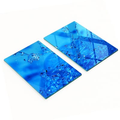 Glazen serveerplanken met waterdruppelmotief, 2x40x52 cm