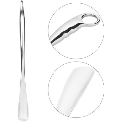 Chausse-pied Alliage d'aluminium Long Durable Manche Ondulé Chaussures Port Confortable 52cm Argent argenté