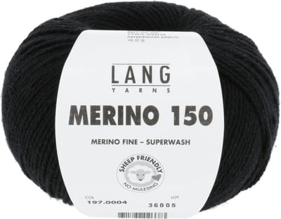 Lang Yarns Merino 150 - 04 zwart - Merinowol Garen