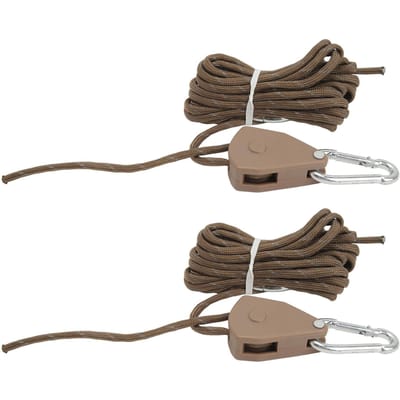2 Stuks 4m Kampeertent Verstelbaar Windtouw Buitentent Touw met Katrol Luifel Snelle Opzet Camping gray