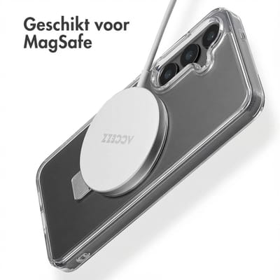 Accezz Hoesje - Geschikt voor Samsung Galaxy S24 - Ring Stand Backcover met Magnetische Ring - Transparant