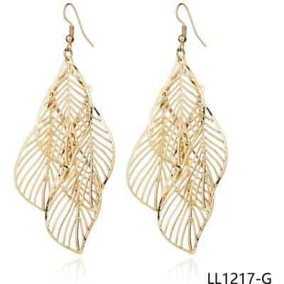 Tendance Rock Boîte de nuit Creux Grandes Feuilles Boucles d'oreilles Boucles d'oreilles Boucles d'oreilles Bijoux beige