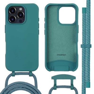 imoshion Hoesje - Geschikt voor iPhone 16 Pro - Color Backcover met afneembaar koord geschikt voor MagSafe - Donkergroen